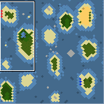 The surface of the map "The flooded world"